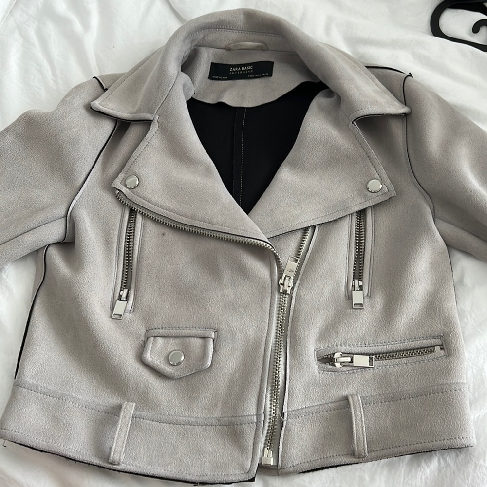 Gray suede biker jacket ZARA  XS